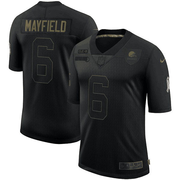 Men's Cleveland Browns #6 Baker Mayfield Black NFL 2020 Salute To Service Limited Stitched Jersey